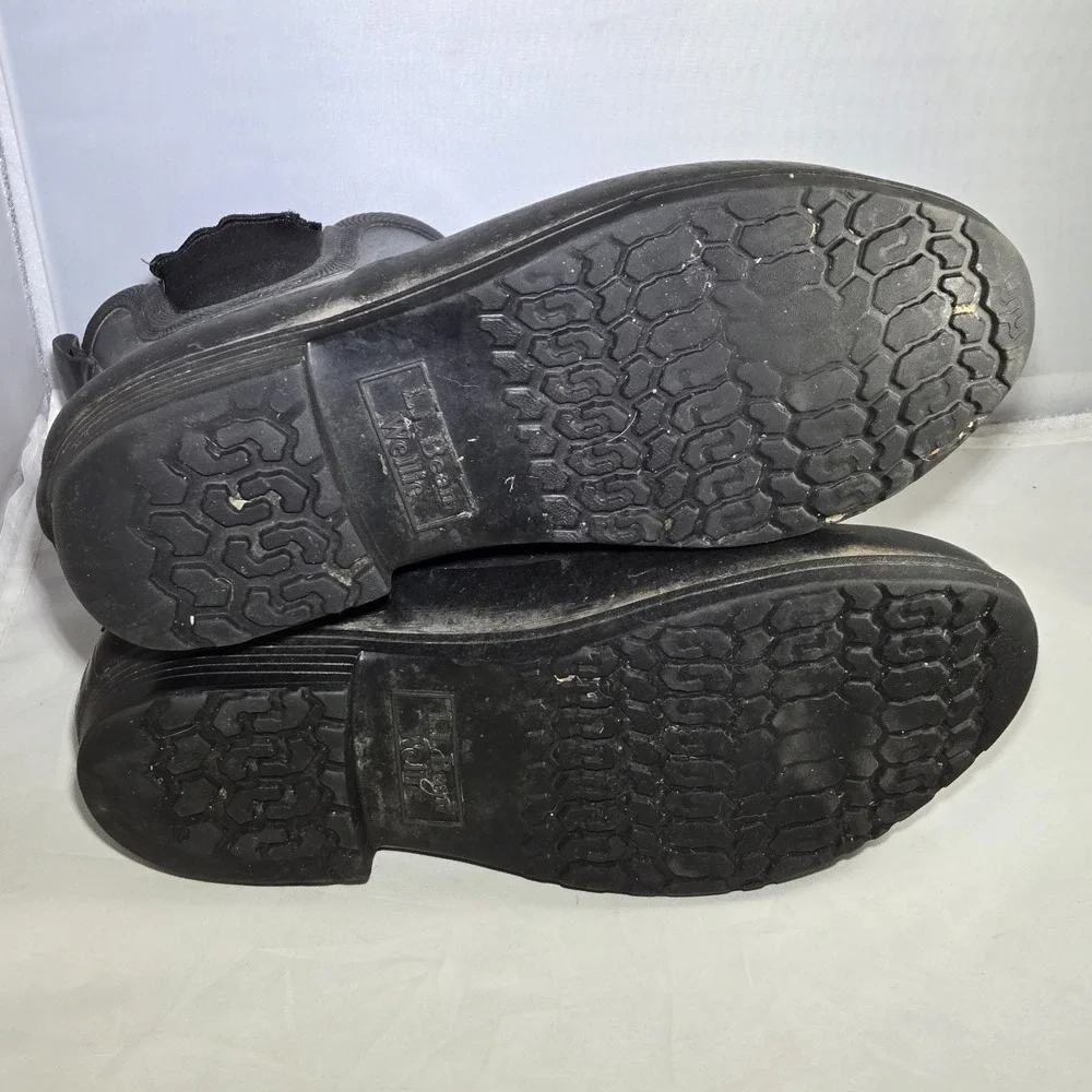 L.L.Bean Wellies Rain Boots‎ Medium Ankle Pull On Black Chelsea Spring Women's 9